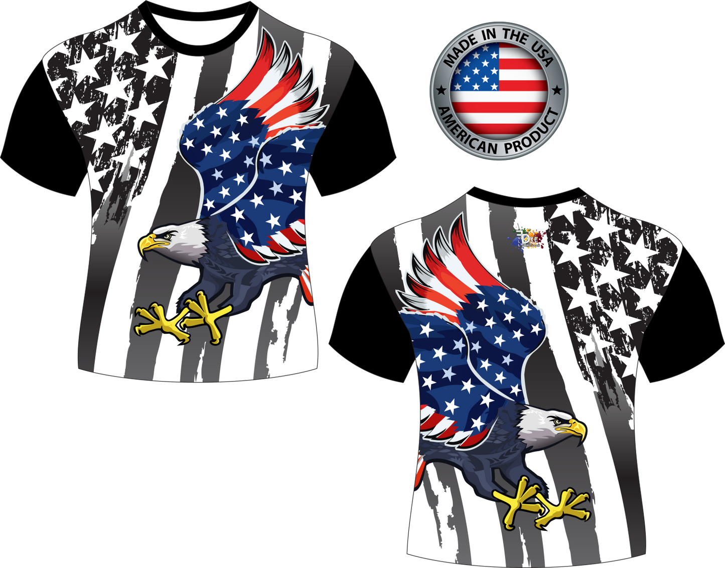 USA Silver Flying Eagle American Flag Sublimated Shirt