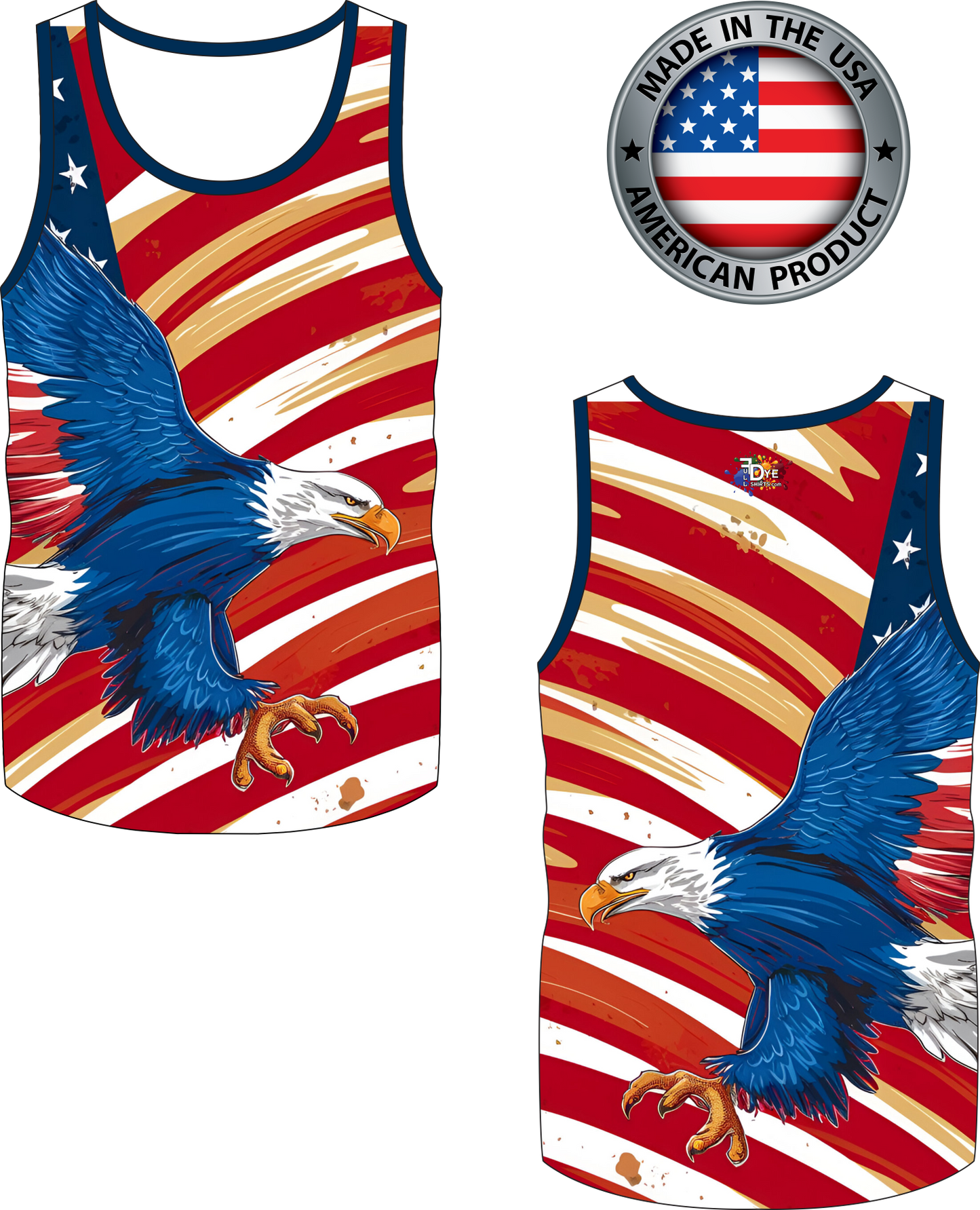 Swooshing USA flag Eagle Tank Top