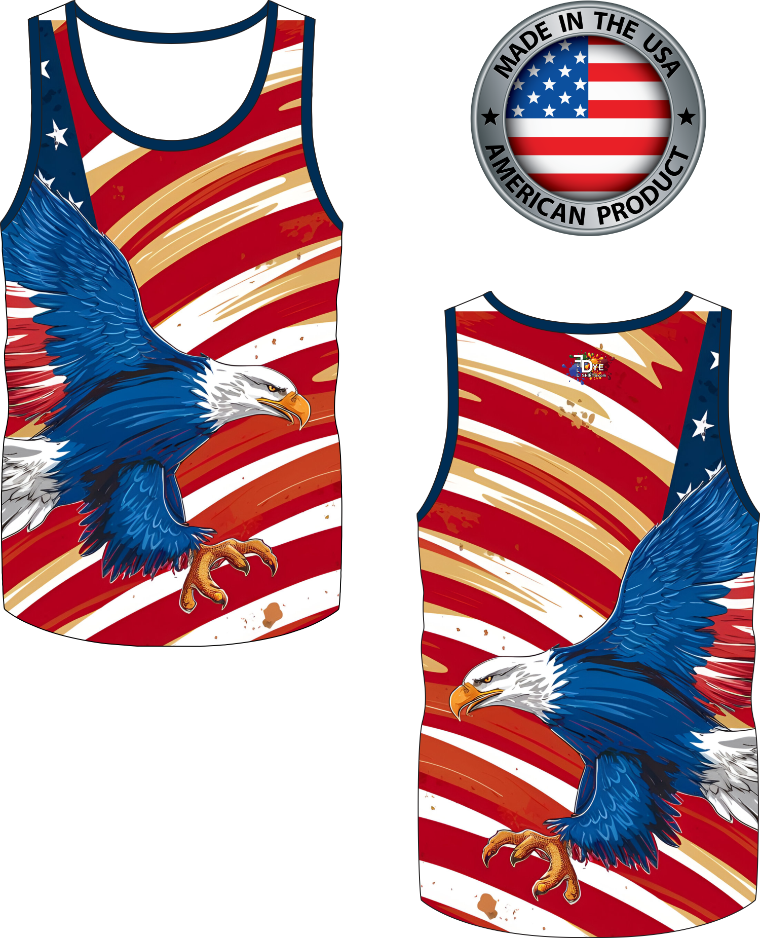 Swooshing USA flag Eagle Tank Top