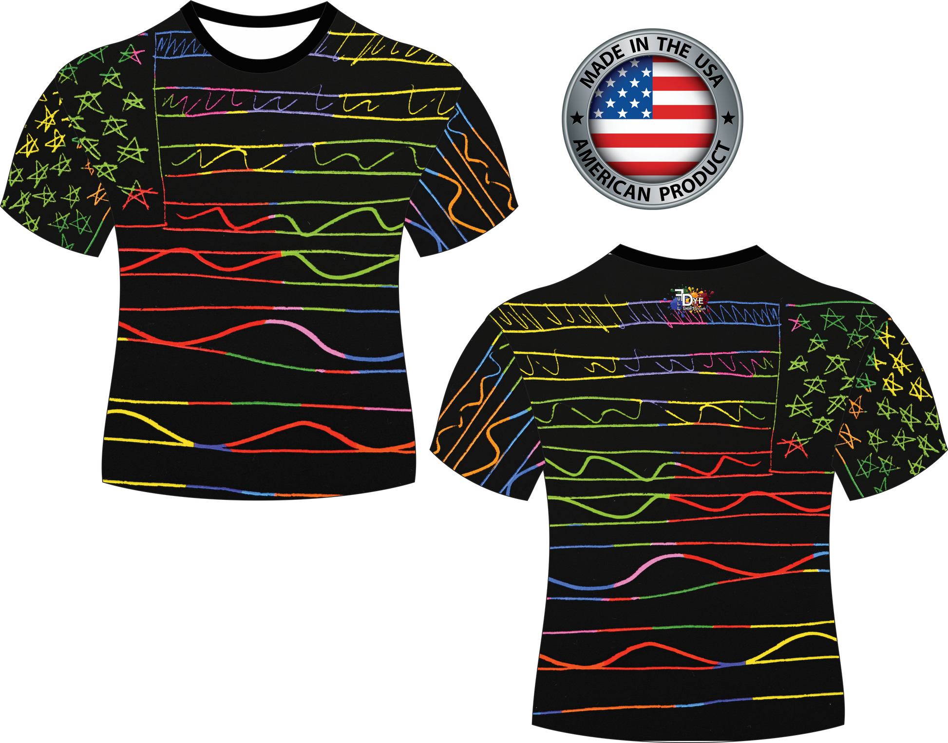 USA Neon Doodle Flag Sublimated Shirt