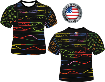 USA Neon Doodle Flag Sublimated Shirt